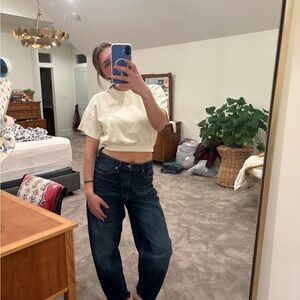 Lululemon Athletica Cream and White Crop Top